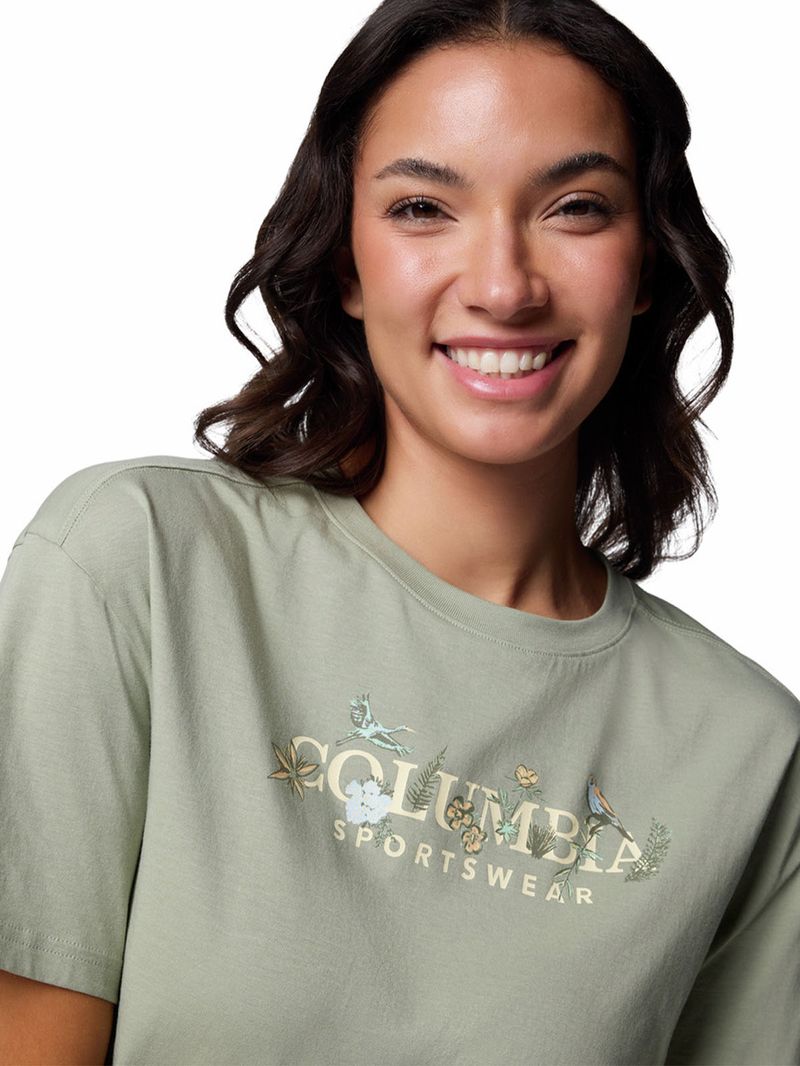 Polera Manga Corta Mujer Rolling Bend Graphic Beige Columbia