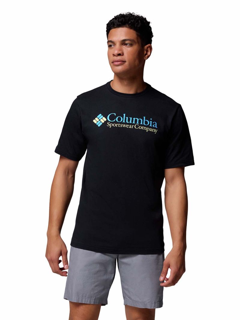 Polera Manga Corta Hombre CSC Basic Logo Negro Columbia