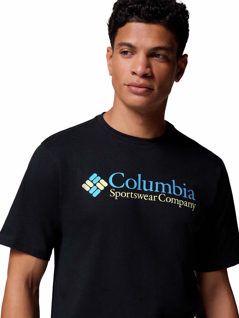 Polera Manga Corta Hombre CSC Basic Logo Negro Columbia