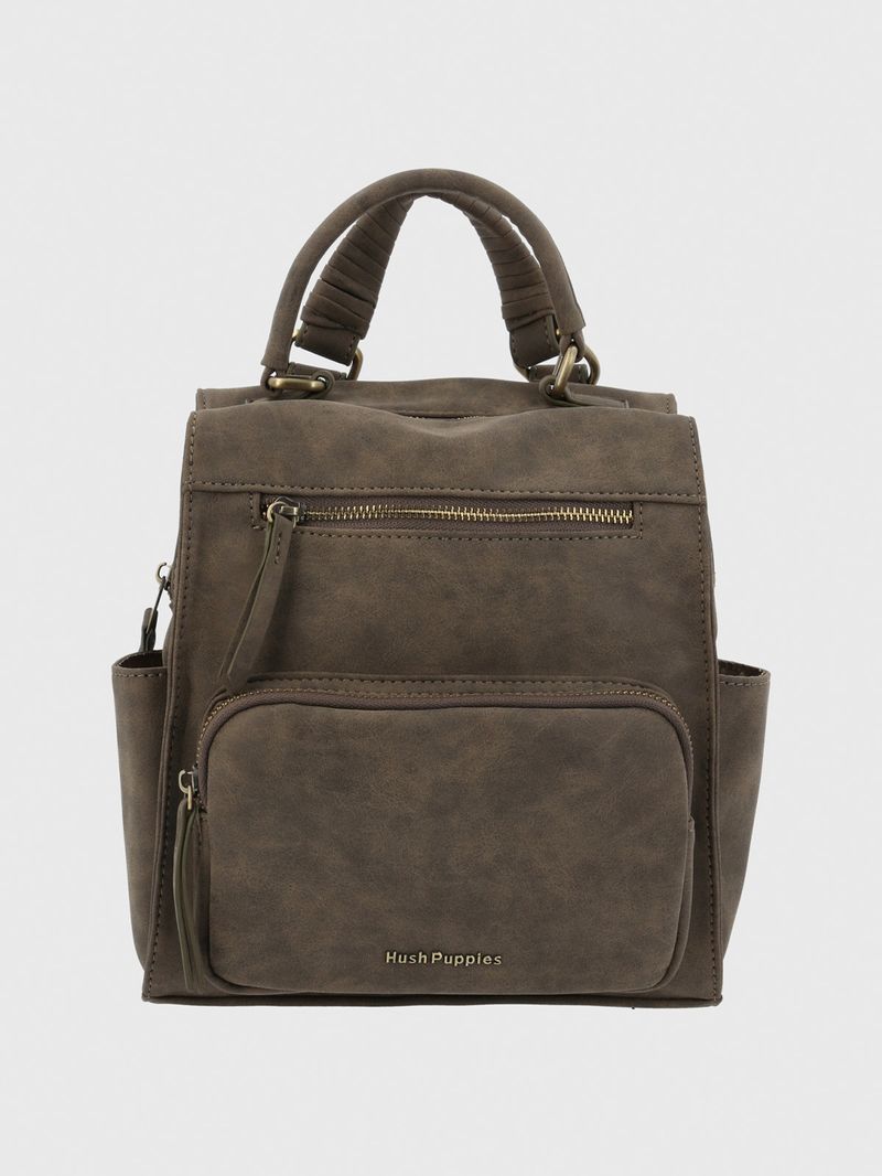 Cartera Mochila Ecocuero Mujer Dated  Backbag Café Hush Puppies