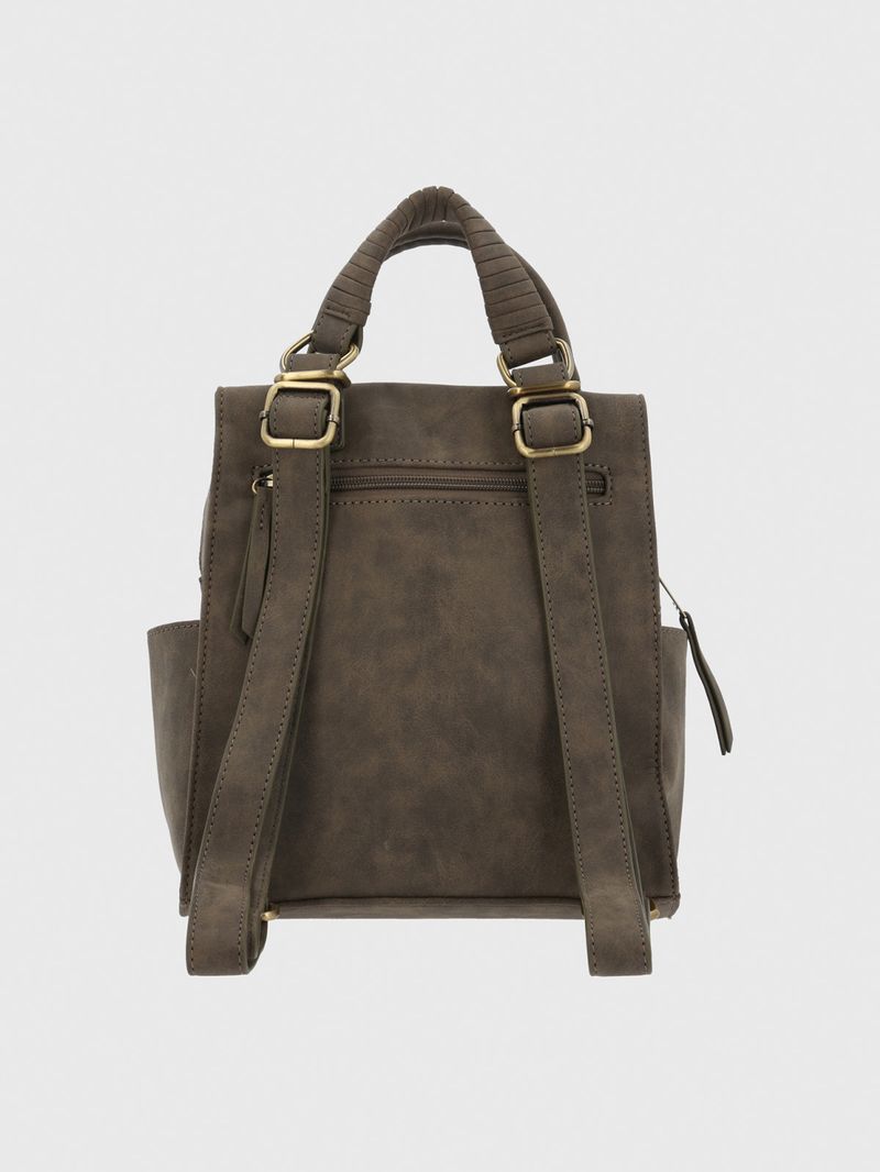 Cartera Mochila Ecocuero Mujer Dated  Backbag Café Hush Puppies