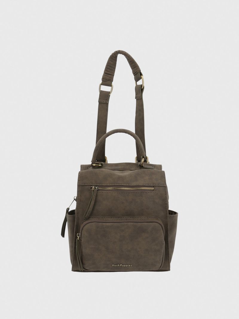 Cartera Mochila Ecocuero Mujer Dated  Backbag Café Hush Puppies