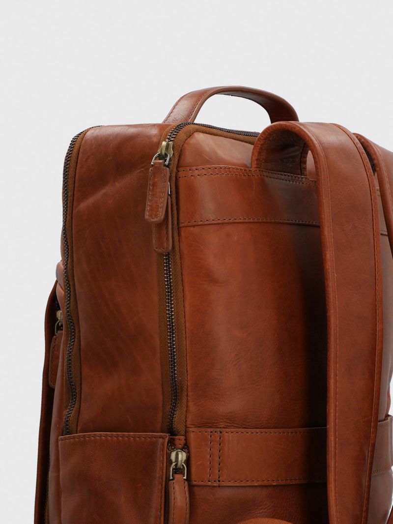 Mochila Cuero Hombre Om Fagan Back Café Hush Puppies