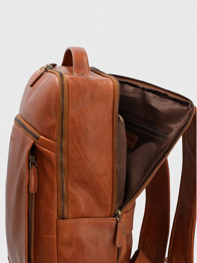 Mochila Cuero Hombre Om Fagan Back Café Hush Puppies