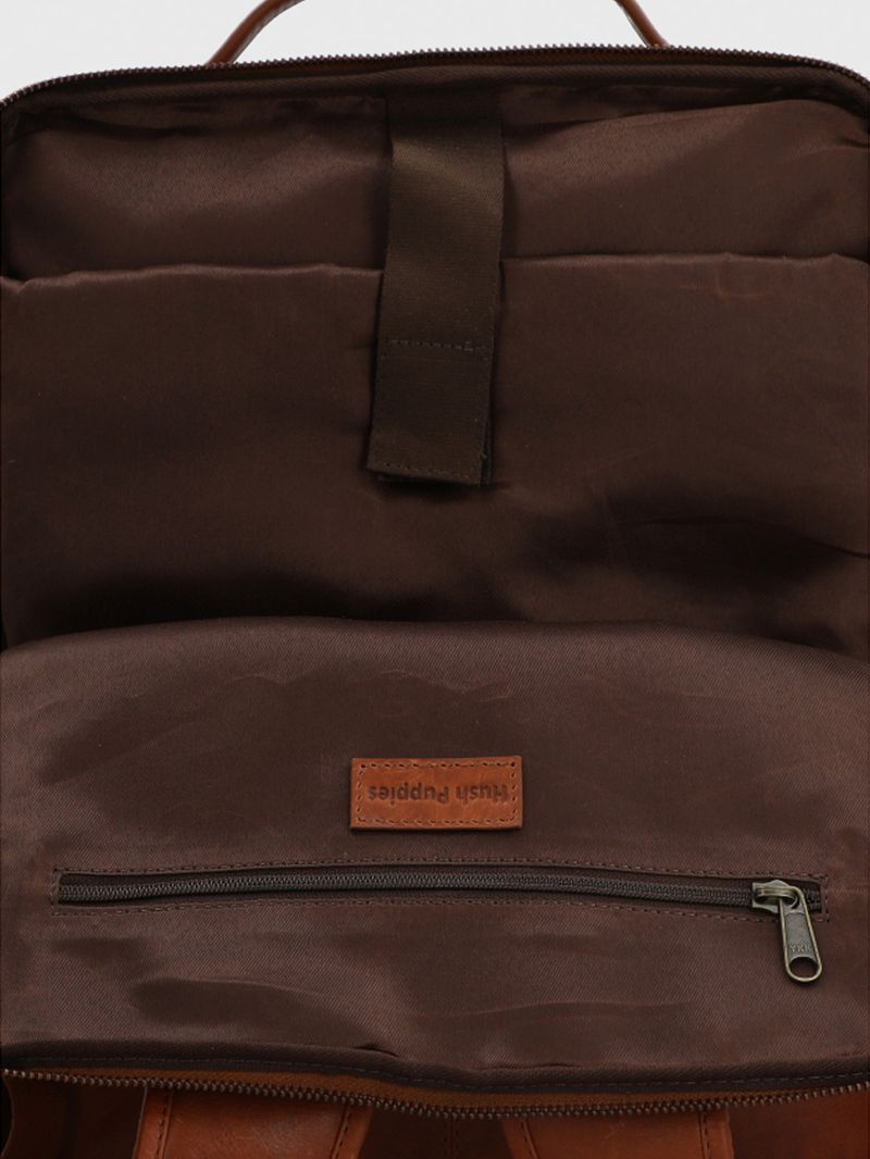 Mochila Cuero Hombre Om Fagan Back Café Hush Puppies