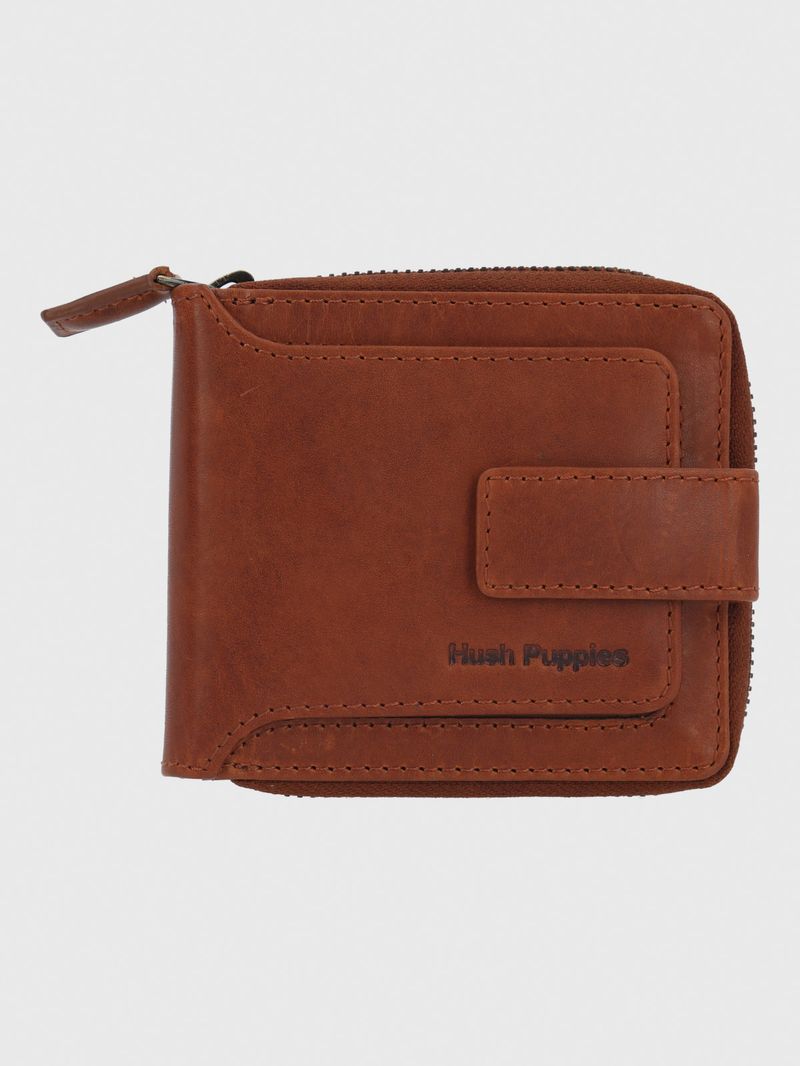 Billetera Cuero Hombre Om Fletcher Zip Café Hush Puppies Zapatos