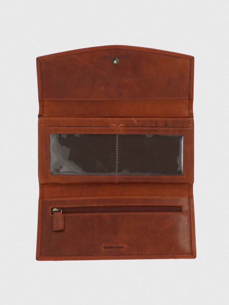 Billetera Cuero Mujer Om Fowler Flap Café Hush Puppies