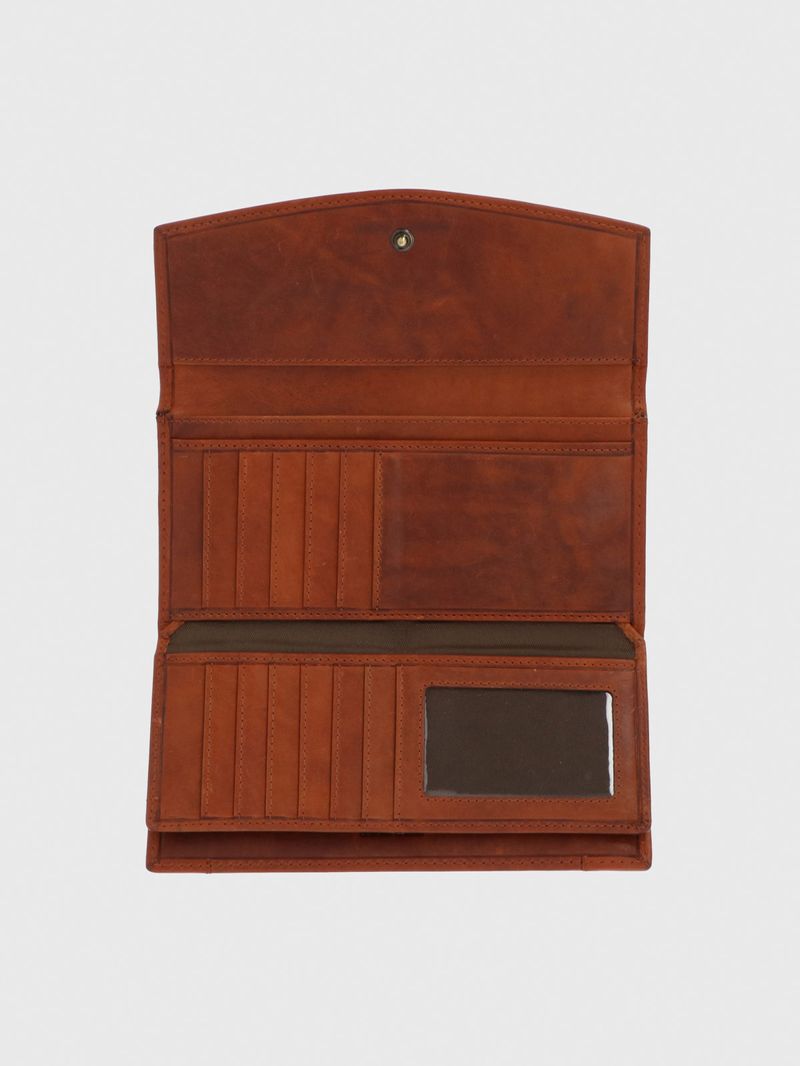 Billetera Cuero Mujer Om Fowler Flap Café Hush Puppies