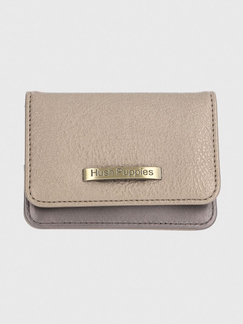 Billetera Ecocuero Mujer Metal Flap Wallet Metalizado Hush Puppies