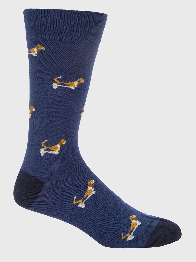 Calcetin Algodón Hombre C Cuff Basset Azul Hush Puppies