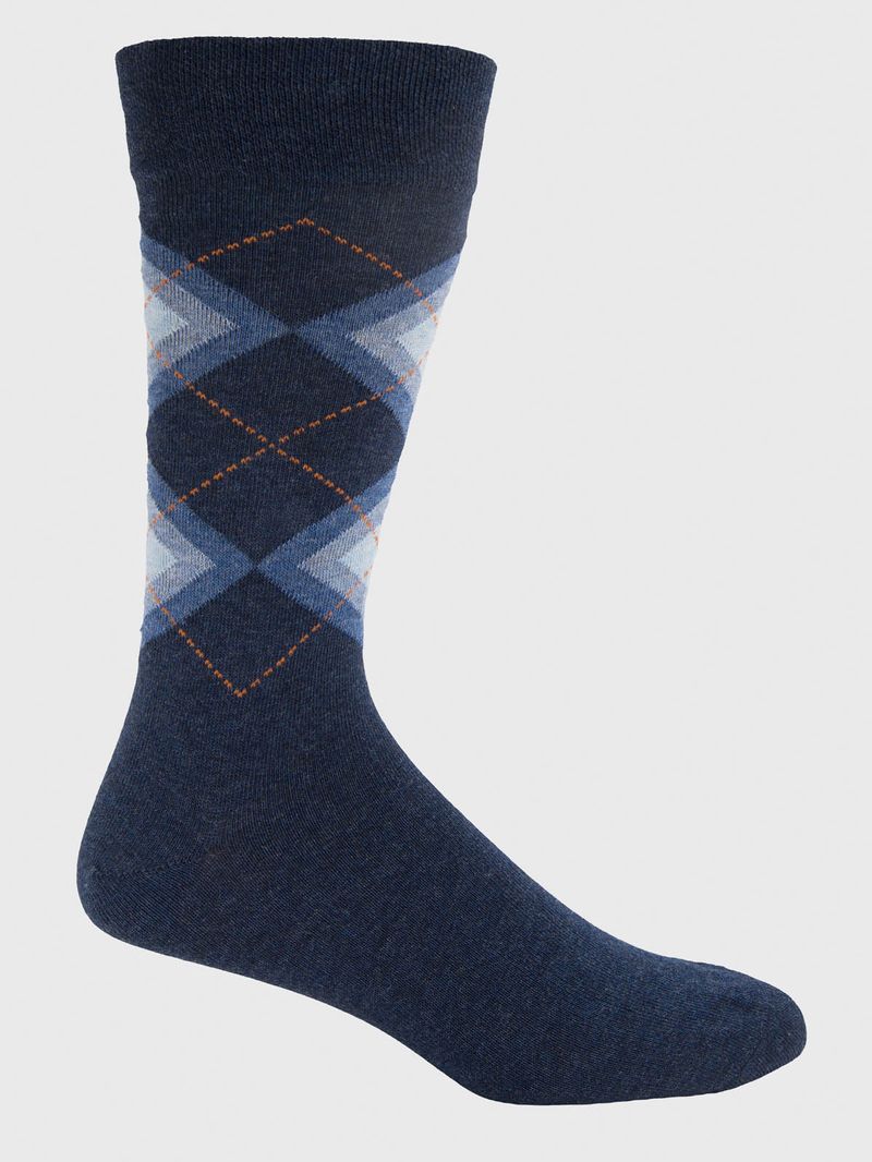 Calcetin Algodón Hombre C Cuff Argyle Azul Hush Puppies