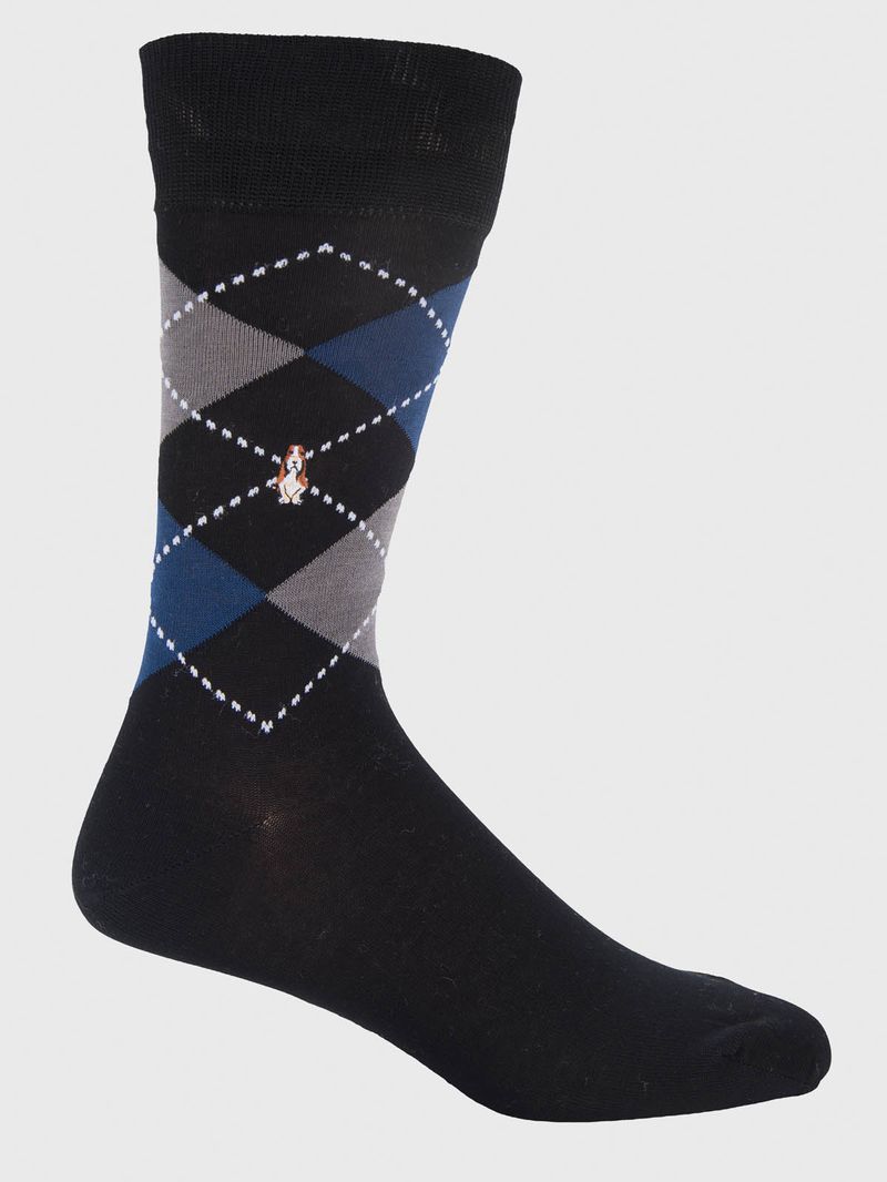 Calcetin Algodón Hombre D Rombos Negro Hush Puppies