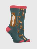 Calcetin Algodón Mujer Diff Felino Azul Hush Puppies