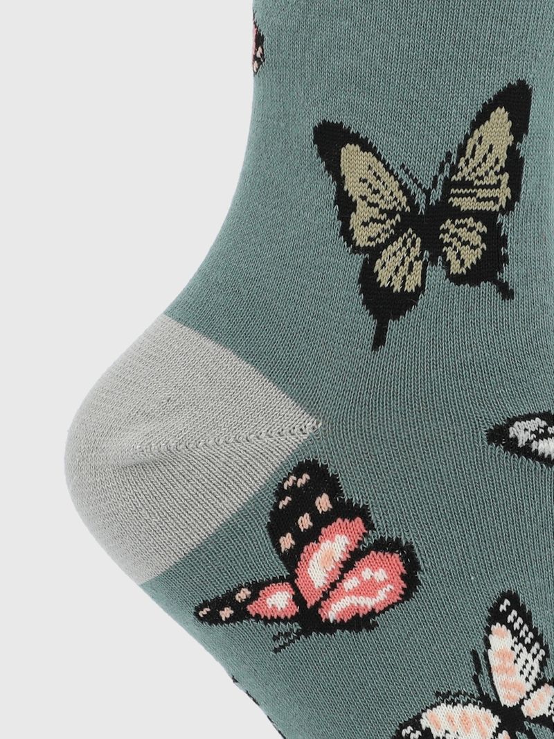 Calcetin Algodón Mujer C Cuff Flutter Verde Hush Puppies