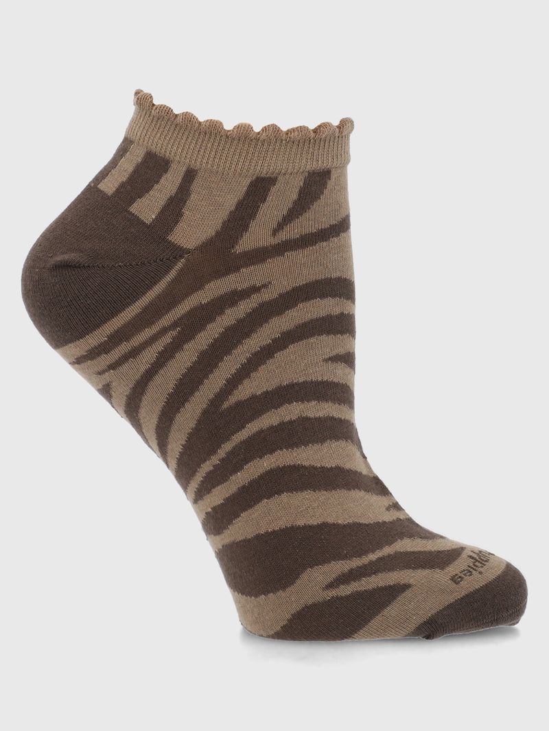 Calcetin Algodón Mujer Ped St Zebra Café Hush Puppies