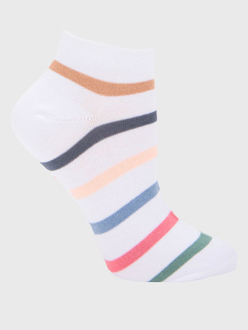 Calcetin Algodón Mujer Ped Stripe Blanco Hush Puppies