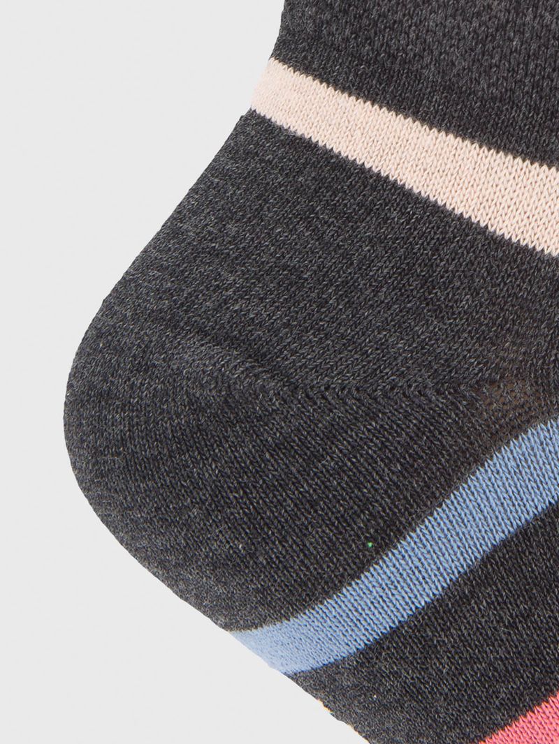 Calcetin Algodón Mujer Ped Stripe Gris Hush Puppies