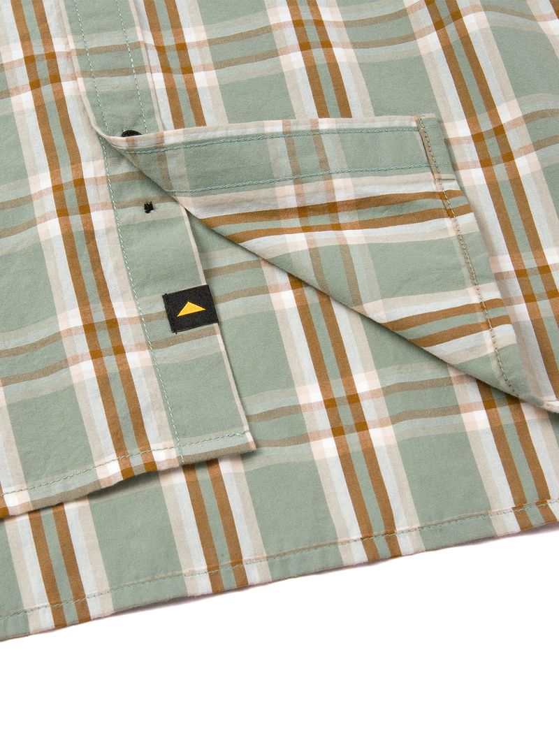 Camisa Manga corta Casual Hombre PLAID POPLIN S/S SHIRT Verde CAT