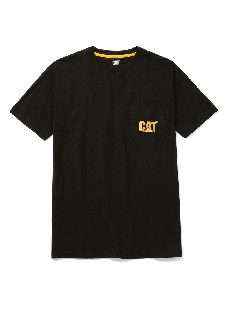 Polera Manga corta Casual Hombre LOGO POCKET TEE Negro CAT