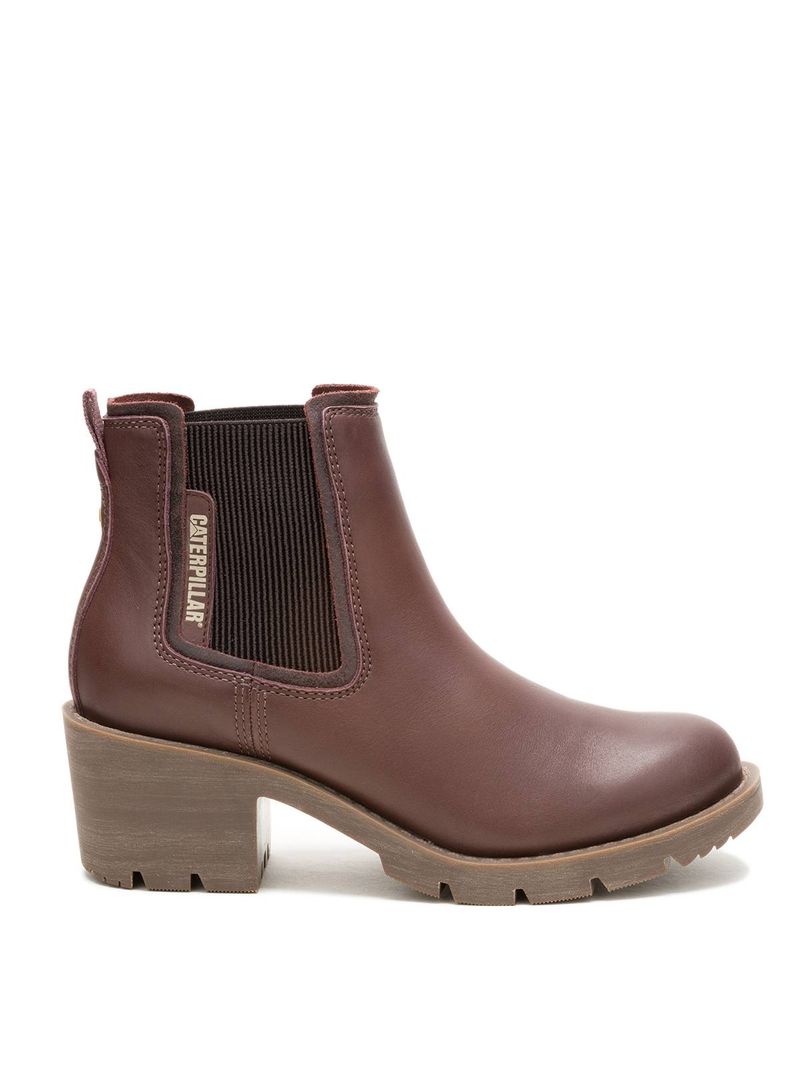 Botín Cuero Mujer Rewrite Chelsea Café Oscuro Cat