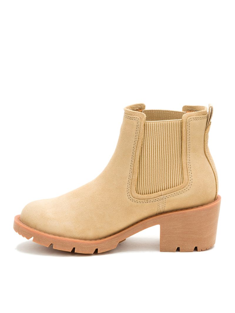 Botín de Cuero Mujer Chealsea Crema Cat