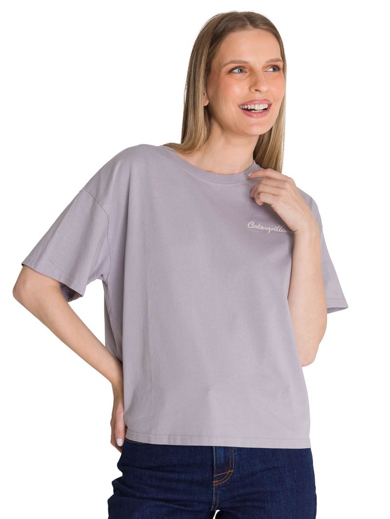Polera Manga Corta Boxy Mujer Bordato CAT Lila CAT