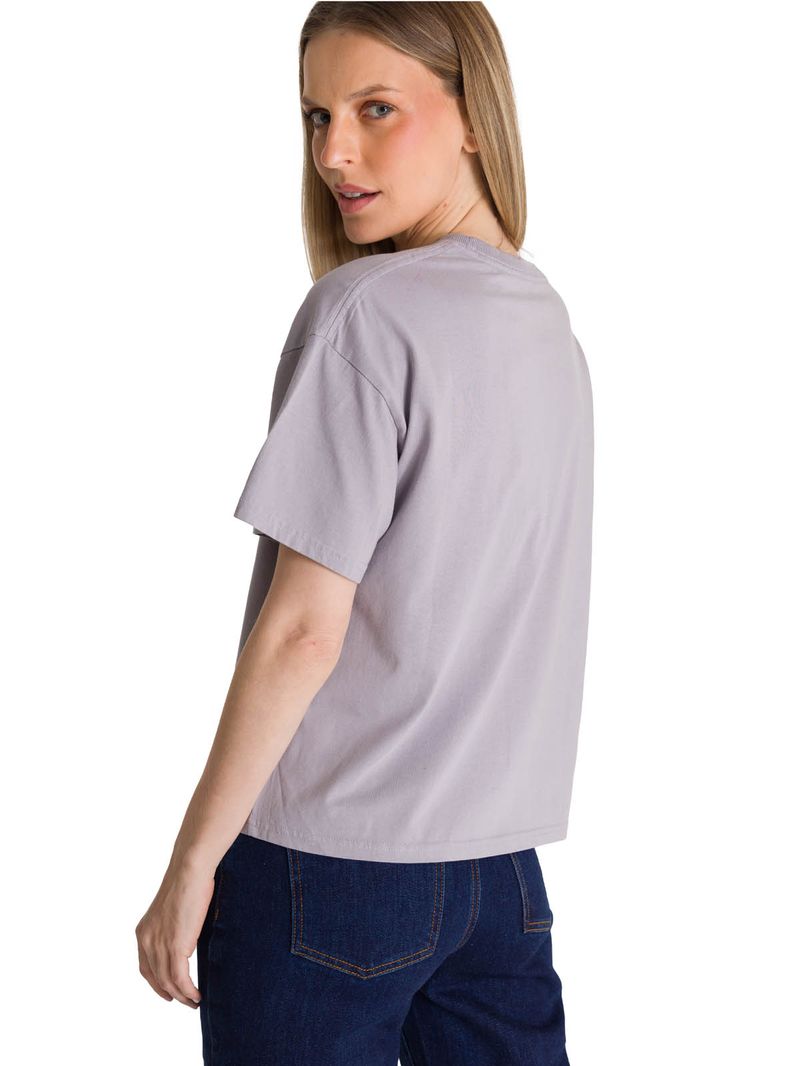 Polera Manga Corta Boxy Mujer Bordato CAT Lila CAT