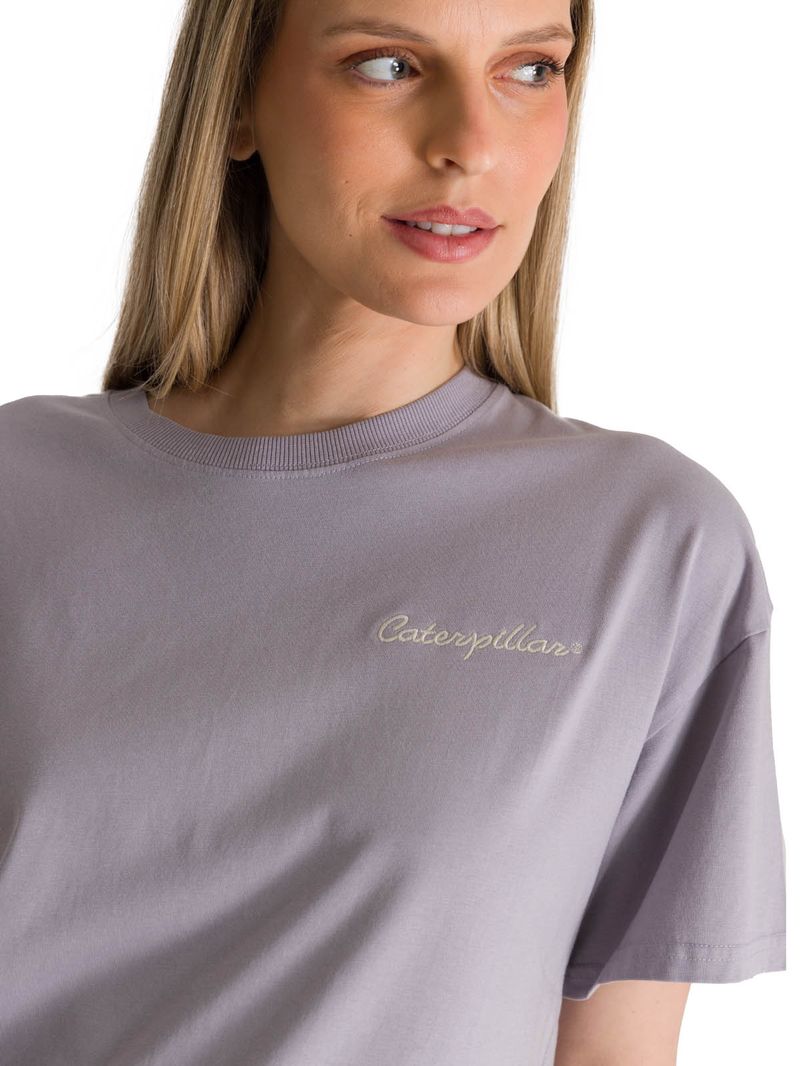 Polera Manga Corta Boxy Mujer Bordato CAT Lila CAT
