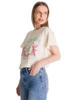 Polera Manga Corta Mujer Diseño Crema CAT
