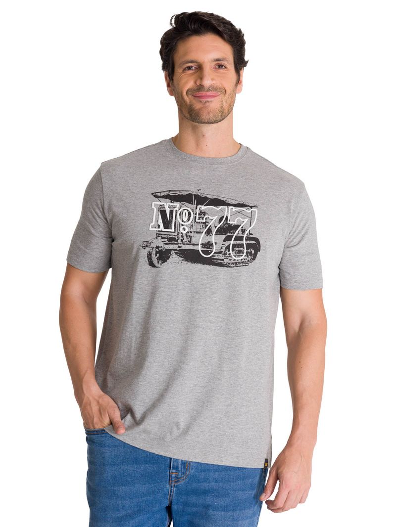 Polera Manga Corta Hombre Heritage N°77 Gris CAT