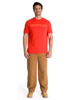Polera Manga Corta Hombre Logo Caterpillar Rojo CAT