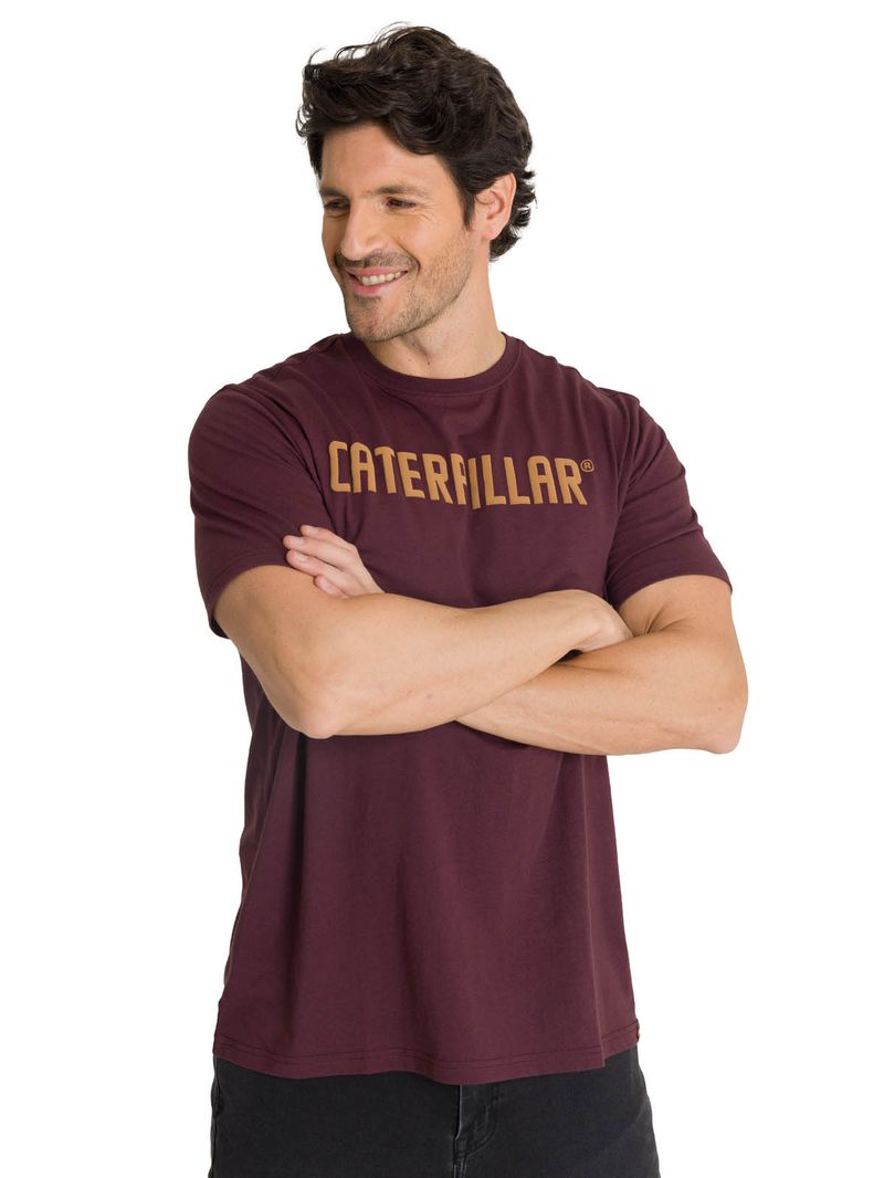 Polera Manga Corta Hombre Caterpillar Puff Morado CAT