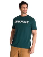 Polera Manga Corta Hombre Logo Caterpillar Verde CAT