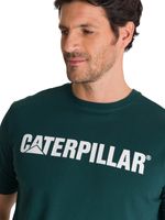Polera Manga Corta Hombre Logo Caterpillar Verde CAT