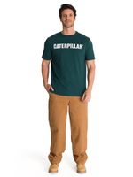 Polera Manga Corta Hombre Logo Caterpillar Verde CAT