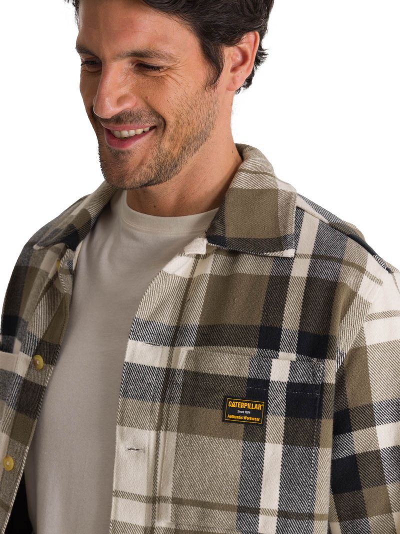 Chaqueta Manga Larga Hombre Flannel Oliva CAT