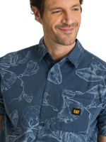 Camisa Manga Corta Hombre Relaxed Poplin Verde CAT