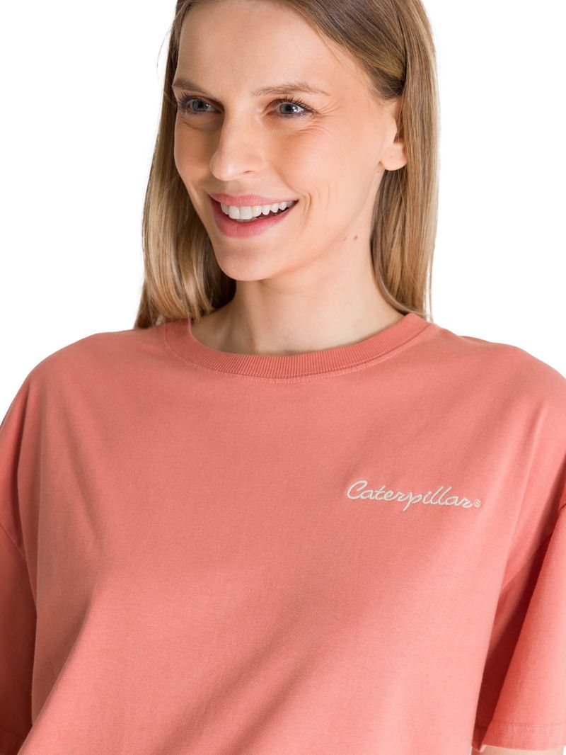 Polera Manga Corta Boxy Mujer Bordato CAT Rosa CAT