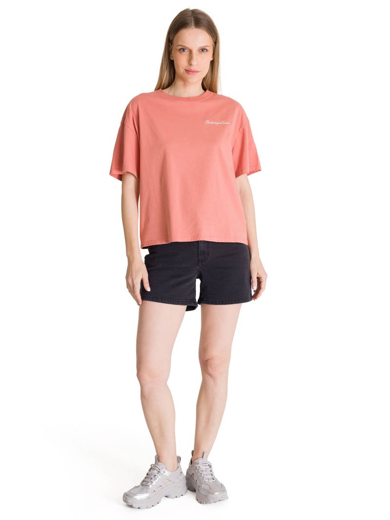 Polera Manga Corta Boxy Mujer Bordato CAT Rosa CAT