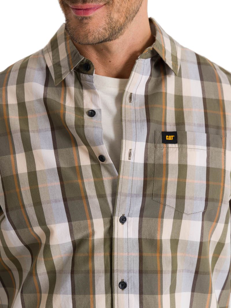 Camisa Manga Larga Hombre Poplin Oliva CAT