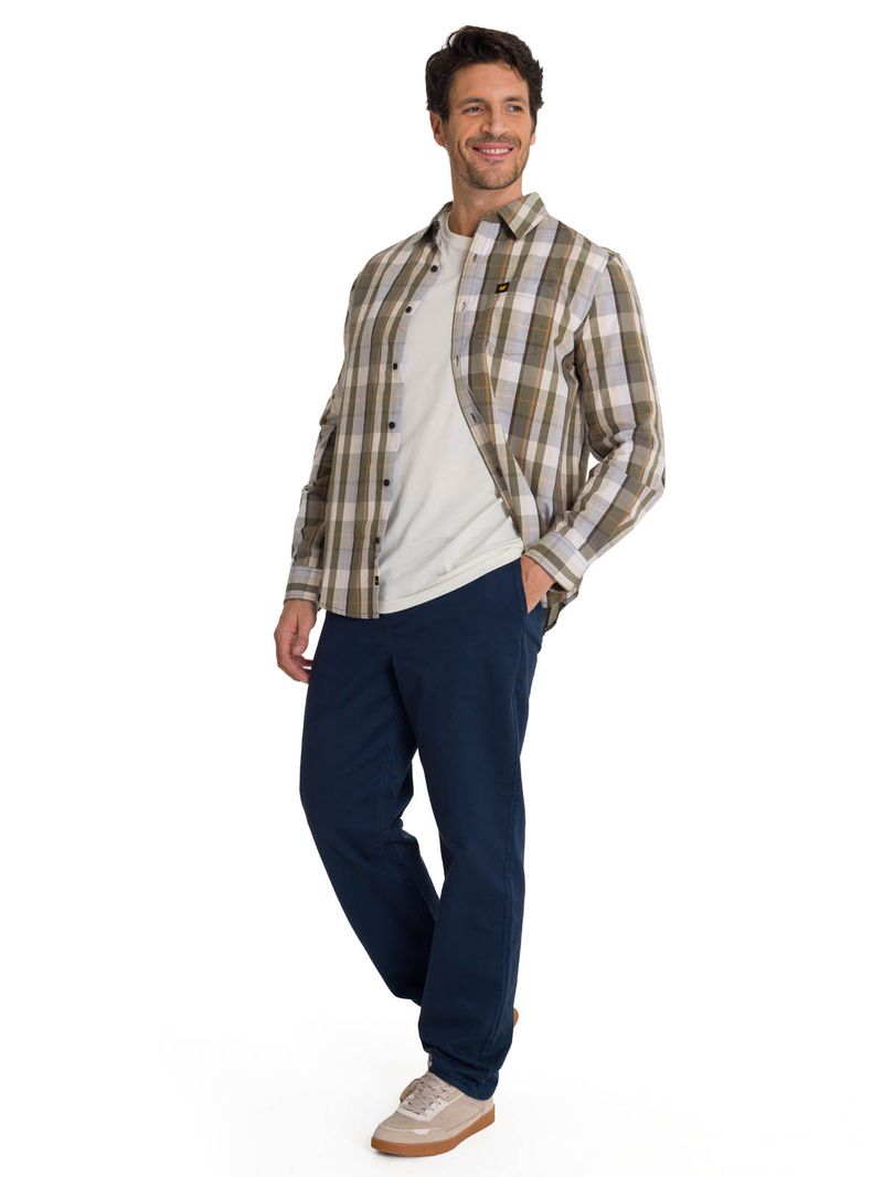 Camisa Manga Larga Hombre Poplin Oliva CAT