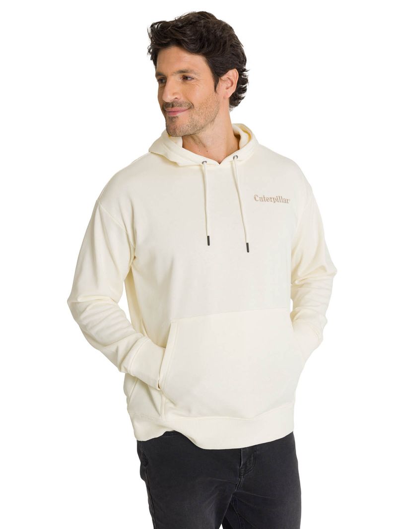 Polerón Con Gorro Hombre Relax French Terry Blanco CAT