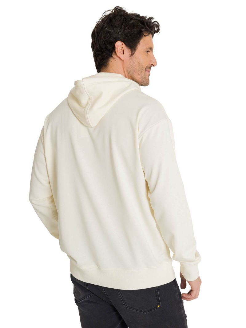 Polerón Con Gorro Hombre Relax French Terry Blanco CAT