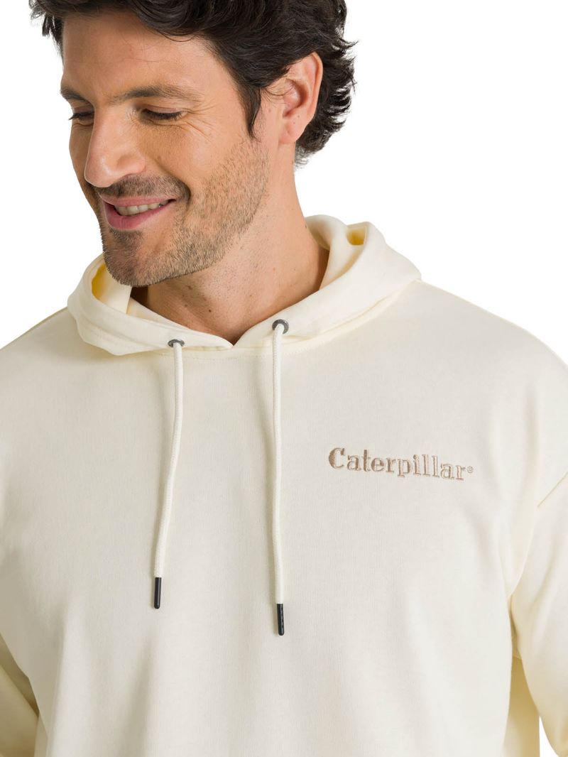 Polerón Con Gorro Hombre Relax French Terry Blanco CAT