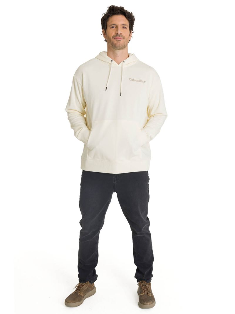 Polerón Con Gorro Hombre Relax French Terry Blanco CAT