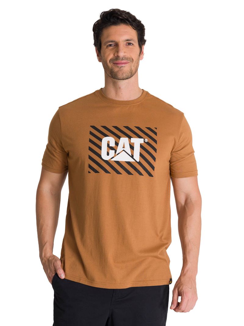 Polera Manga Corta Hombre Everyday Workwear Café CAT