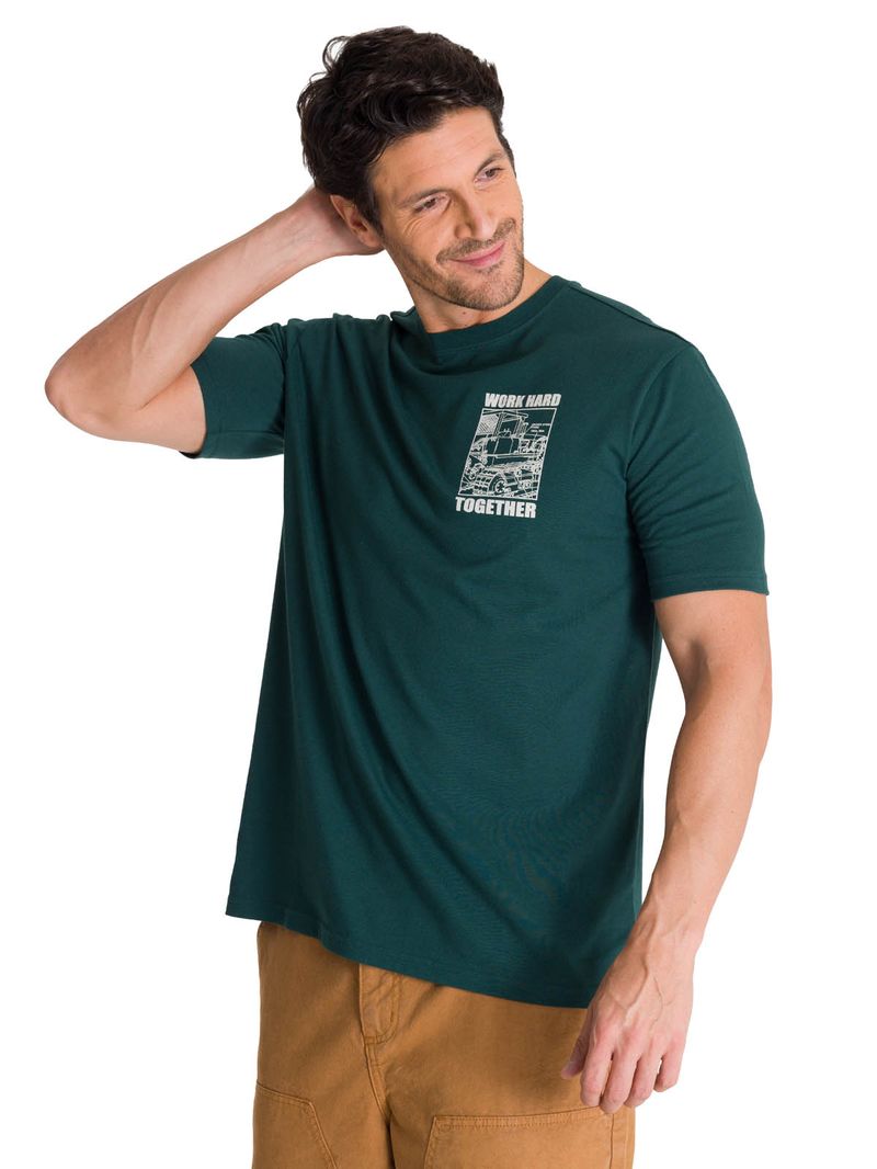 Polera Manga Corta Hombre Heritage Diseño Petroleo CAT