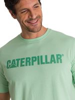 Polera Manga Corta Hombre Logo Caterpillar Verde CAT