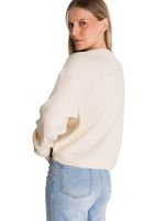 Polerón Cuello en V Mujer Oversize Waffle Blanco CAT
