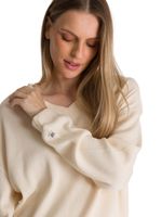 Polerón Cuello en V Mujer Oversize Waffle Blanco CAT